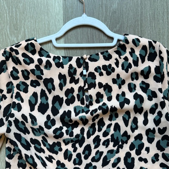 1. State Pink and Black Leopard Peplum Short Sleeve Blouse Women’s XS Office - Picture 8 of 8